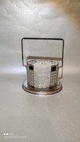 Vintage Gepresst Blei kristall kristály pohár alátét 6 darab fém  tartóban