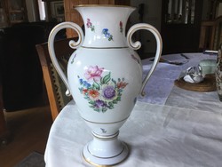 Hollóházi 29 centis váza, antik, gyönyörű, ritka virágos /bor/