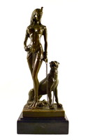 Cleopatra with cheetah ... Bronze nude on a marble base!