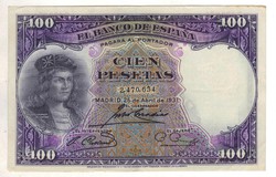100 peseta 1931 Spanyolország kiváló