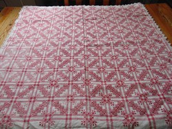 Old cross-stitched tablecloth, needlework 78 x 74 cm.