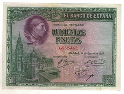 500 peseta 1928 Spanyolország