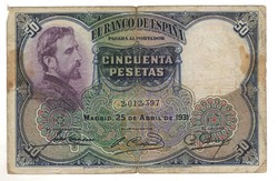 50 peseta 1931 Spanyolország 1.