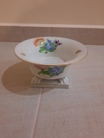 Herendi porcelán virágmintás körmös kaspó, váza
