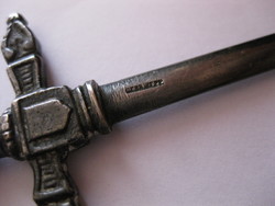 ANTIK  ezüstözött jelzett  tőr kard alakú levélnyitó levélbontó kés