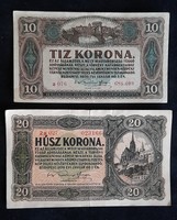 10 + 20 Korona 1920 Vg-Vf.