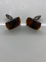 Silver socket amber cuff