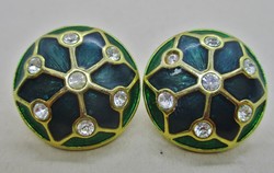 Beautiful antique gold plated button stone earrings