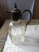 Antique decanter wine jug with brushed metal lid