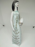 Retro hollóházi porcelán figura korsós lány
