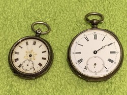 2 antique pocket watches with 2 keys, smaller pocket watch in 935 silver