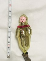 Régi retro szovjet üveg karácsonyfadísz ,Kislány csiptetős
