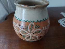 Glazed jug with jam, 13 cm high