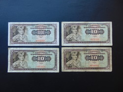 1000 dinár 1963 - 3 darab 10 dinár 1965 Lot !