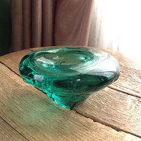 Régi cseh smaragdzöld kristály üveg dísz