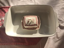 ÚJ! Hatalmas “Baked with love” feliratú fehér sütő tál vintage stilusban