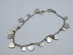 KK1350 Ezüst figaró karlánc szivecske medálokkal medál 925 fémjelzett karkötő