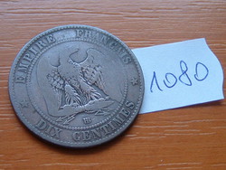 French 10 centimes 1864 BB Strasbourg, Napoleon III, bronze # 1080