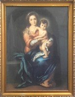 Mária a kisded Jézussal. Mariano Salvador Maella (1739-1819) 80x60cm nyomat 5,5 cm faragott keret.