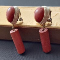 Large wooden decorative earrings, ear clip, flawless, age-appropriate
