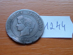FRANCIA 5 CENTIMES 1876 (K Bordeaux), Libertine head, Bronz #1244