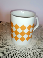 Retro, rare orange diamond pattern, zsolnay mug