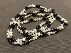Garnet and cultured beaded necklace