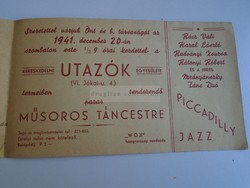 ZA376A2  Meghívó táncestre 1941 postázva gépi bérmentesítéssel (3 fillér) Rátonyi R. Piccadilly JAZZ
