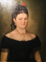 János Zoó (1822-1897): portrait of a lady 1872. Oil on canvas 70x56 cm painting