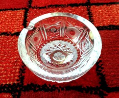 Metszett kristályüveg hamutartó, cseh, Bohémia