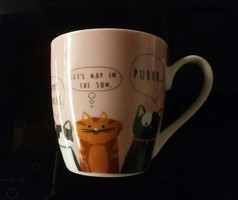 2 0.5 l porcelain tea/soup mugs/cups with kitten/cat pattern