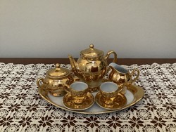 Mini porcelán arany kávės/ teáskészlet