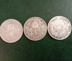 FerencJózsef ezüst1 korona 1894 1912 1915-ből 3X5 g 835/1000 tisztaságú ezüst