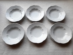 Zsolnay barokk fehér mély és lapos tányérok, 12 db