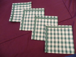 Damask napkin white-green checkered neatly sewn 45x45 cm 4 pieces in one