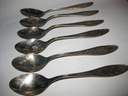 Retro 6 silver plated ornate russian soviet teaspoons spoon