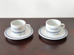 Ritka gyűjtői Alföldi utasellátó mokkás kávés csésze pohár tányér készlet retro kék porcelán