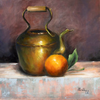 Still life with a copper jug - oil painting