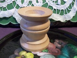 Wooden turned candle holder 10 cm high