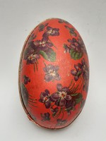 Régi ibolyás papírmasé húsvéti piros tojás
