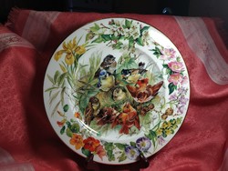 Gyönyörű porcelán madaras tányér, dísztányér, kínáló