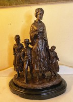 About an forint - antique bronze statue of “mother with children” marked by Joseph d'asté