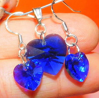 London blue heart earrings and pendant set