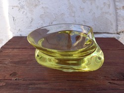 Retro Czechoslovak solid glass ashtray_yellow