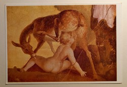 Római kori festmény, Nápoly, olasz képeslap