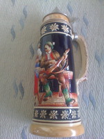 Majolica beer mug with nice decoration, 40 cm