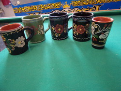 4 jars and 1 glass h.Vásárhely ceramics