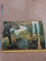 Erdőbelső, festmény, olaj, farost, 40x60 cm