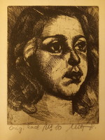 Béla Uitz - portrait of a girl, 1920, zinc scratch