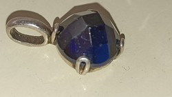 Silver fitting, polished beautiful blue spinel 925